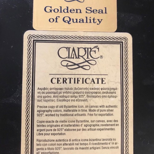 Clarte 925 silver icon like new, Saint Catherine with certificate