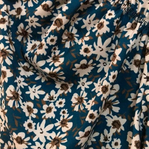 Floral off-shoulder blouse size Small like new, white and blue
