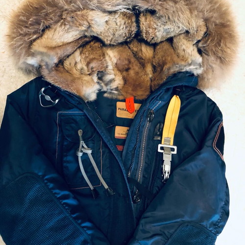 Parajumpers women's used long down-filled hooded parka blue