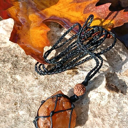 Macrame necklace with carnelian handmade made to order