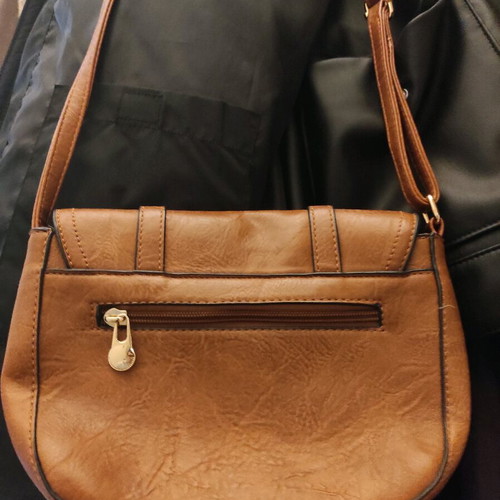 Leather women's shoulder bag used, light brown