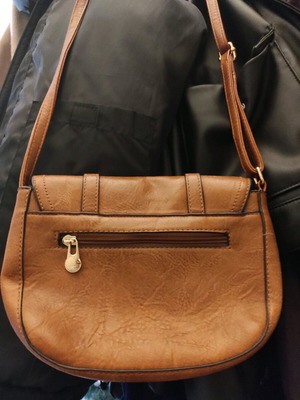 Leather women's shoulder bag used, light brown