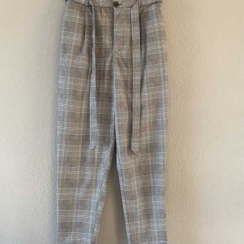 The Παντελόνι Cigarette high-waisted plaid pants with belt size S like new