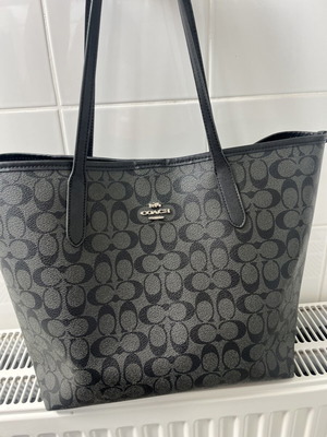 Coach tote bag and wallet set, black and grey monogram