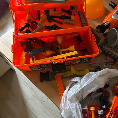 Children's tool kit used, large case with compressor and accessories