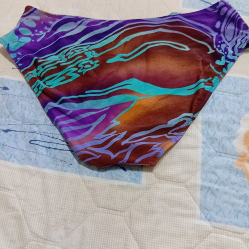 Bikini bottom used with abstract multicolor pattern, size XL
