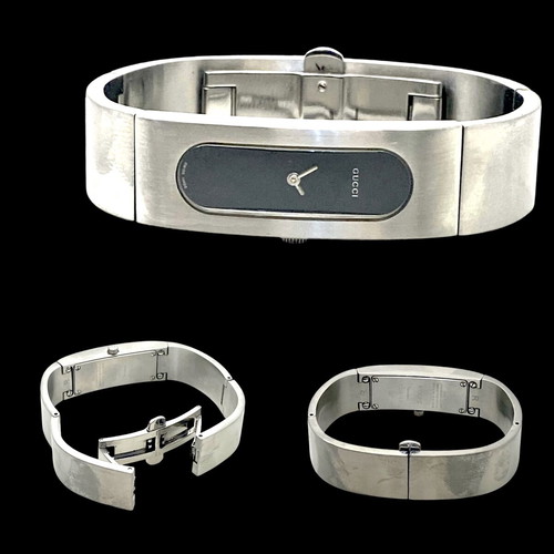 Gucci 2400S ρολόι σαν καινούργιο, μαύρο, ατσάλινο μπρασελέ