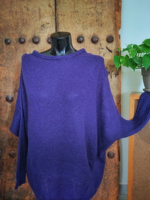 Whimsigoth purple knitted Sisley sweater with batwing sleeves like new