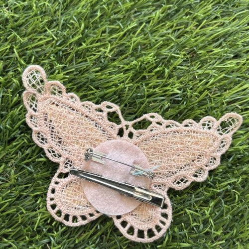 Pink butterfly brooch with sequins