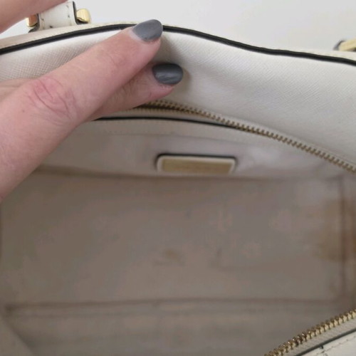 TORY BURCH δερμάτινη χειρός τσάντα μεταχειρισμένη, άσπρη
