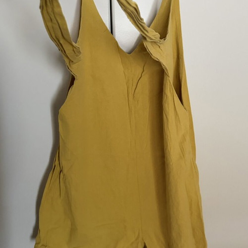 Shein yellow mustard jumpsuit shorts used, size S