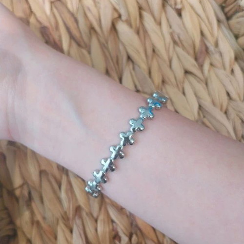 Gold bracelet with crosses and zirconia 6.5x5.5cm new