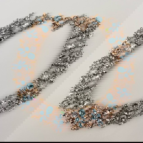 Κολιέ με στρας γαλάζια και χρυσά, σαν καινούργιο