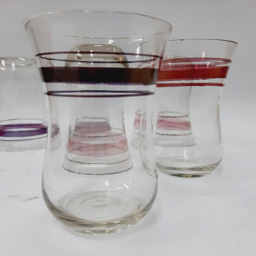 Vintage Azerbaijani Tea Glasses Set of 6 Tulip Shape with Original Box like new