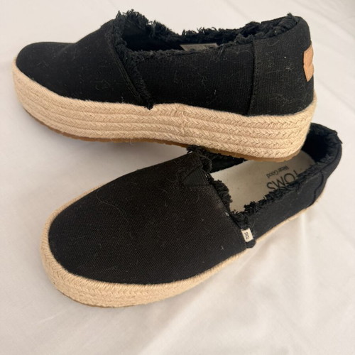Toms wedge black ladies shoes size 37.5 espadrilles