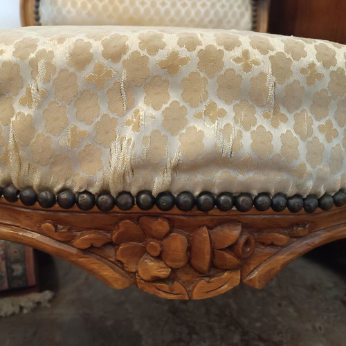 Chair solid wood classic carved used, needs upholstery repair