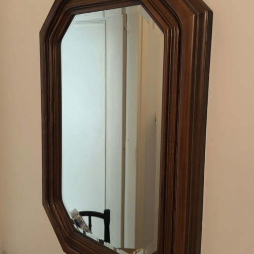 Large wooden octagonal mirror