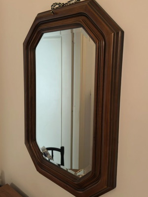 Large wooden octagonal mirror