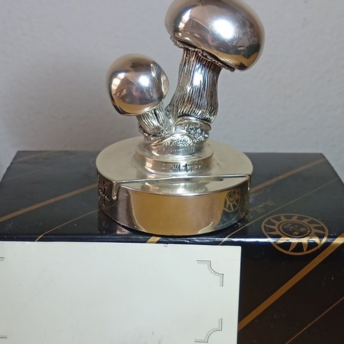 Marcello Giorgio vintage ασημένια βάση για κάρτες 925, σχέδιο μανιτάρι