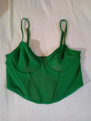 Corset top green like new, elastic with adjustable straps