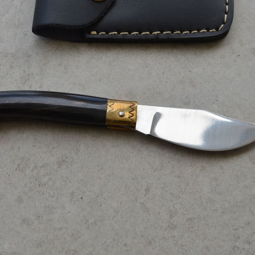 Handmade Folding Knife Stainless Steel Buffalo Horn Handle new
