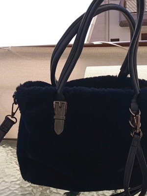 Women's fur handbag used, dark blue
