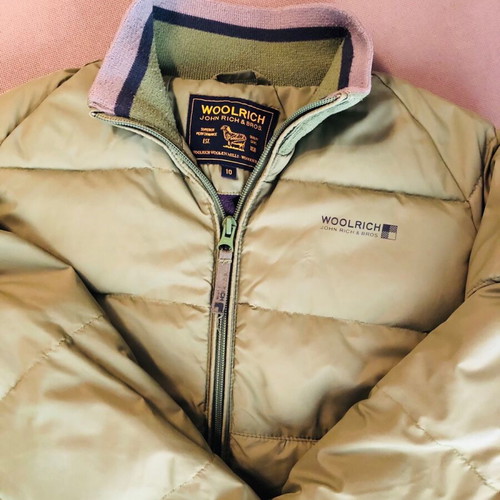 Woolrich jacket used for boy 9 years old, green, size 134 cm