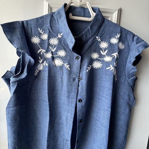 Women's Thin Denim Shirt new, blue, size XXL