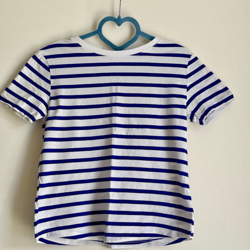 Mango T-shirt XS like new, French nautical striped white-blue