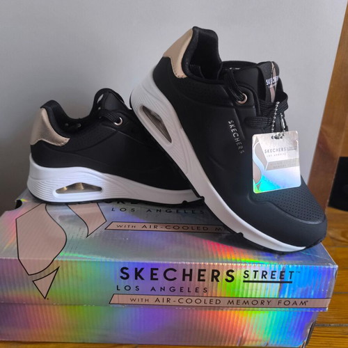 Skechers Uno Golden Air sneakers new, size 35.5, black and gold