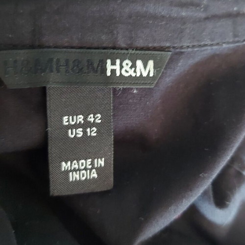 H&M Μαύρο Ελαστικό Βαμβακερό Πουκάμισο με Μανίκια Μπουφάν σαν καινούργιο