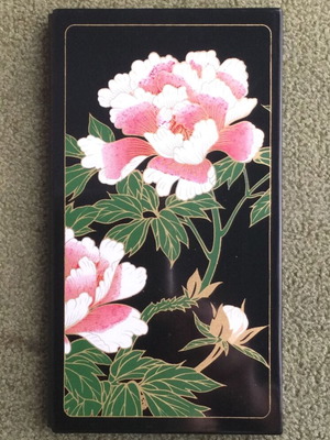 Vintage Japanese Lacquered Office Agenda with Peony Design, New