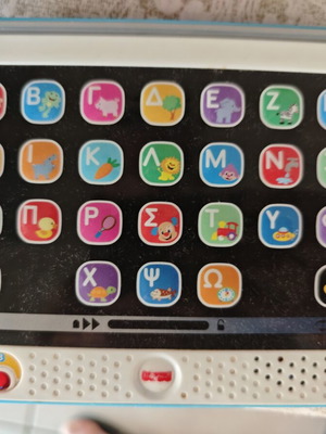 Fisher Price Бебешки лаптоп-таблет Laugh Learn като нов, гръцки, 12+ месеца