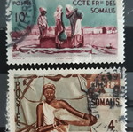 Γραμματόσημα Somali Coast 1947, γαλλική αποικία, γυναίκα και χωριό