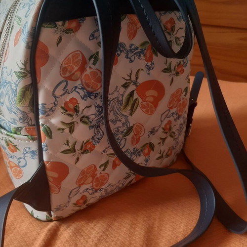 Axel backpack with quilted texture and citrus pattern, like new