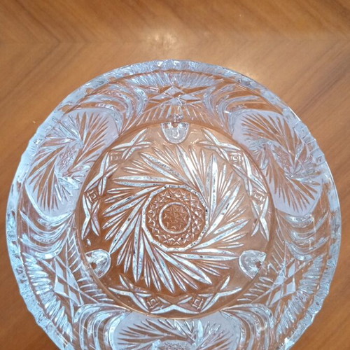 Vintage Pinwheel crystal bowl with 3 feet, heavy crystal