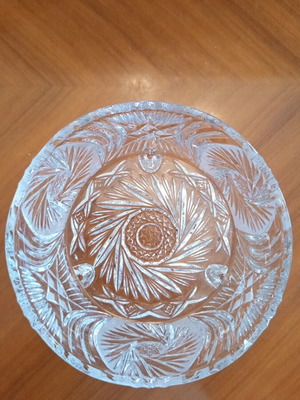 Vintage Pinwheel crystal bowl with 3 feet, heavy crystal