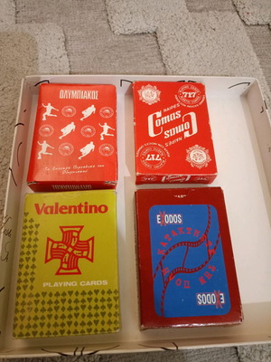 Vintage card games and playing cards collection like new (Olympiakos, Comas, Valentino, Exodos)