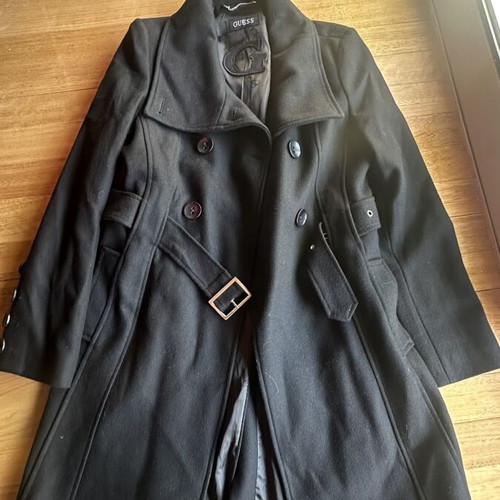 Guess long black coat medium like new