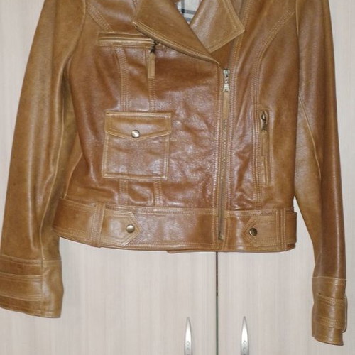 Women's leather jacket Cognac by Sarafis used