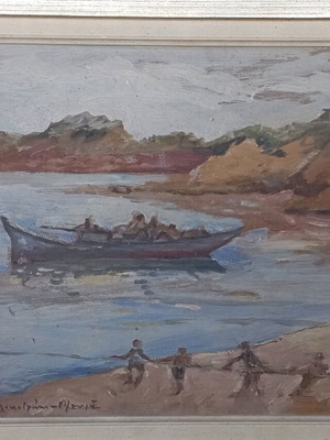 Θαλασσογραφία Ε. Κολοκοτρώνη-Μανιά σαν καινούργια, ελαιογραφία 39x46