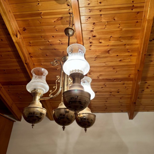 Bronze ceiling light 3-bulb used