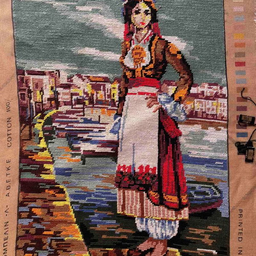 Handmade textile painting frame, Crete design