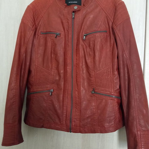 Leather jacket used, dark burgundy, size M-L