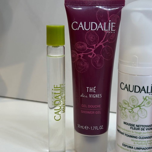Caudalie set new, cologne, cream, cleanser and shower gel