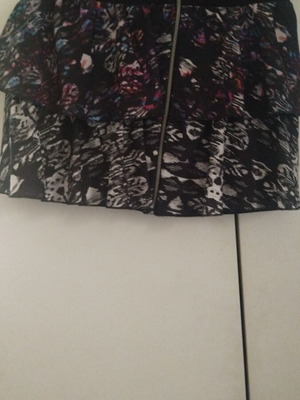 Φούστα ruffle με φερμουάρ H&M καινούργιο πολύχρωμο, κοντή μέγεθος L
