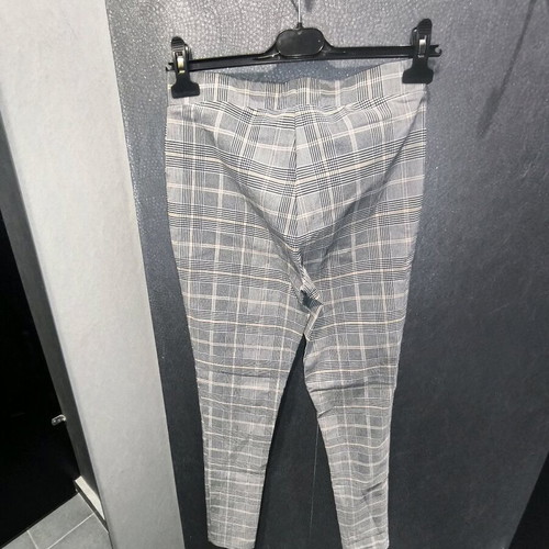 Lascana checked pants new, high-waisted, elastic, white and gray, small-medium