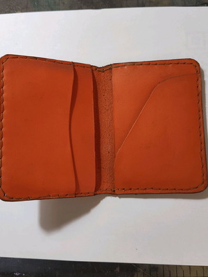 Leather wallet handmade new, orange color