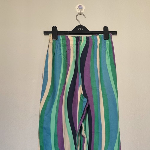 Innocent satin wide-leg pants like new, colorful stripes, size S