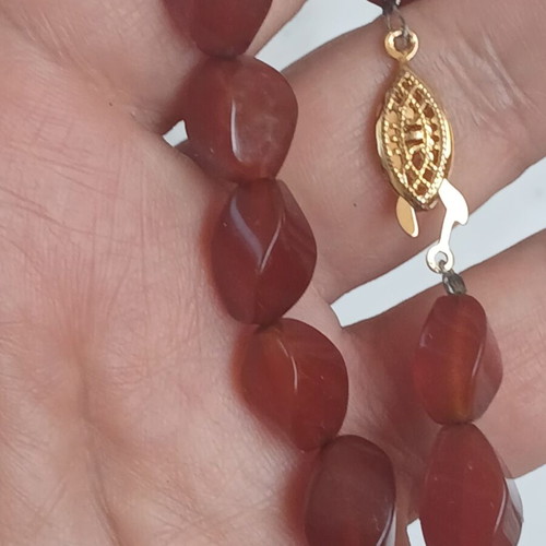Carnelian necklace A quality with gold-plated clasp, 45 cm